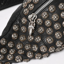 画像をギャラリービューアに読み込む, 極美品 CHROME HEARTS クロムハーツ #1スナットパック クロスボールスタッズ ボディバッグ レザー ダガージップ ブラック 中古 4a005747