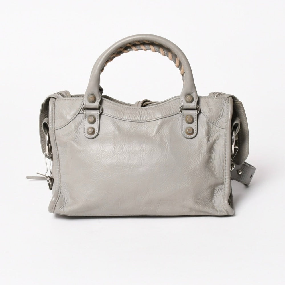 BALENCIAGA バレンシアガ クラシック ミニ シティ 2WAY ショルダーバッグ 300295 ロゴ グレー シルバー金具 美品 中古 4a005801
