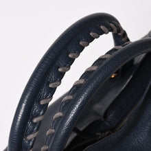 Load the image into the gallery viewer. Very Good Condition BALENCIAGA Classic Metallic Edge City 2WAY Shoulder Bag 390154 Navy Silver Hardware Used 4a005827