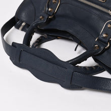 Load the image into the gallery viewer. Very Good Condition BALENCIAGA Classic Metallic Edge City 2WAY Shoulder Bag 390154 Navy Silver Hardware Used 4a005827
