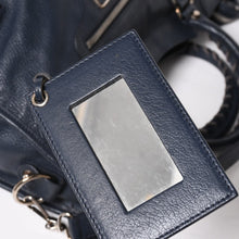 Load the image into the gallery viewer. Very Good Condition BALENCIAGA Classic Metallic Edge City 2WAY Shoulder Bag 390154 Navy Silver Hardware Used 4a005827