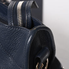 Load the image into the gallery viewer. Very Good Condition BALENCIAGA Classic Metallic Edge City 2WAY Shoulder Bag 390154 Navy Silver Hardware Used 4a005827