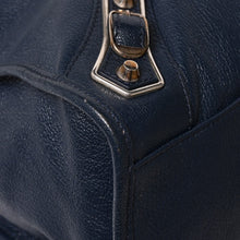 Load the image into the gallery viewer. Very Good Condition BALENCIAGA Classic Metallic Edge City 2WAY Shoulder Bag 390154 Navy Silver Hardware Used 4a005827