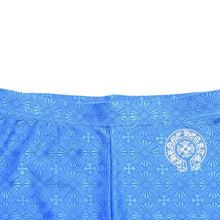 Load the image into the gallery viewer. New and unused CHROME HEARTS Leggings Blue White CH Plus All-over Pattern Biker Shorts Blue White Used 4a005723