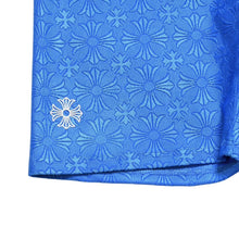Load the image into the gallery viewer. New and unused CHROME HEARTS Leggings Blue White CH Plus All-over Pattern Biker Shorts Blue White Used 4a005723