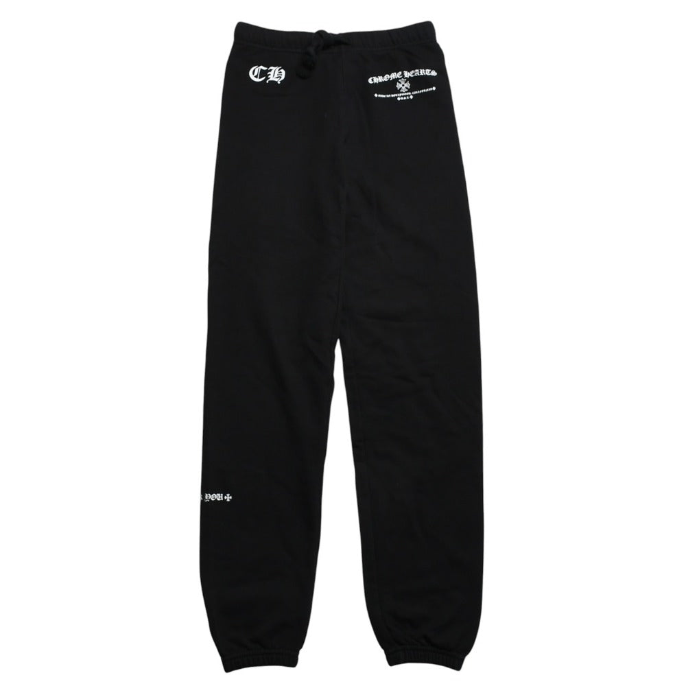 Very Good Condition CHROME HEARTS Logo Print Sweat Long Pants Black White CH Logo Used 4a005728