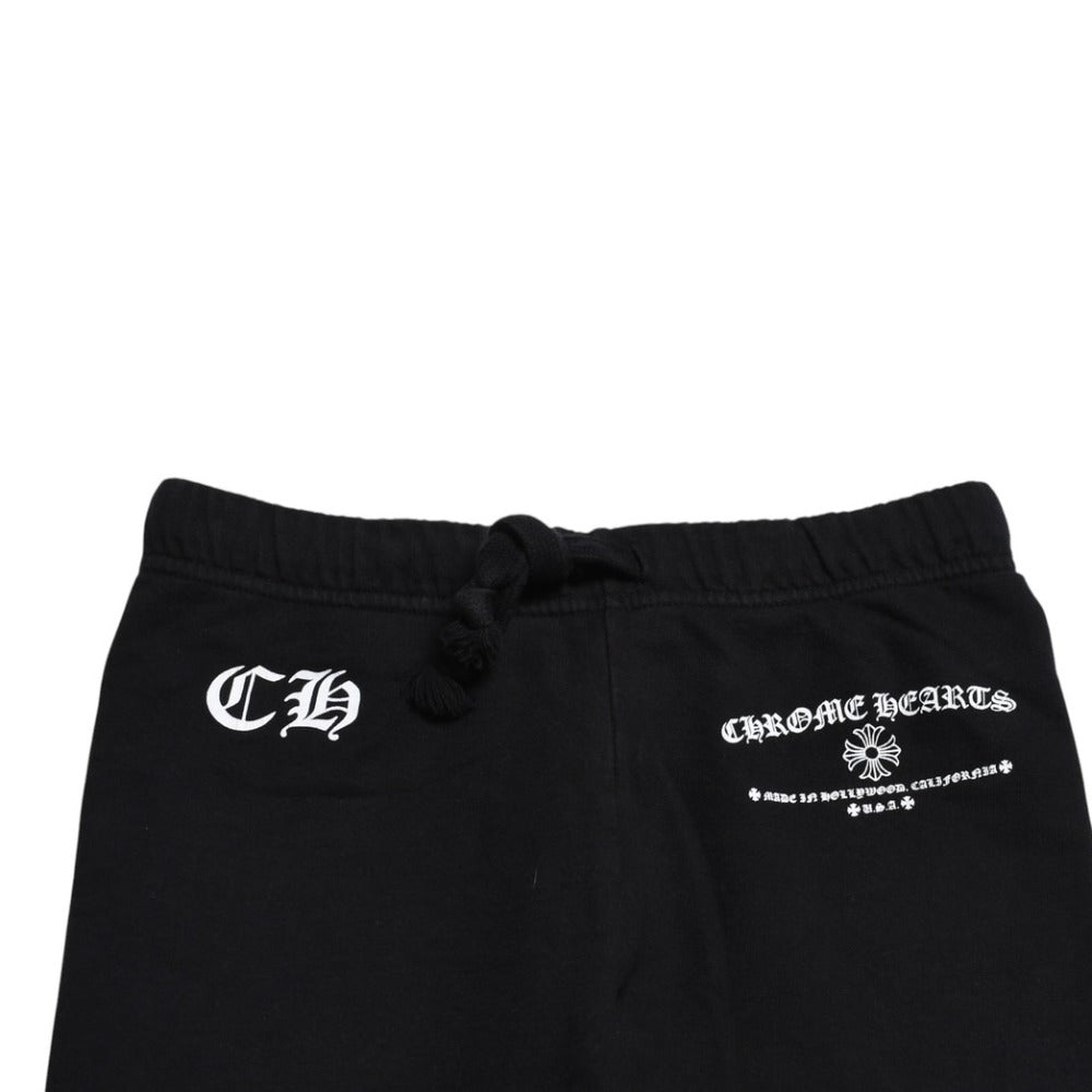 極美品 CHROME HEARTS クロムハーツ ロゴプリント スウェットロングパンツ ブラック ホワイト CHロゴ 中古 4a005728