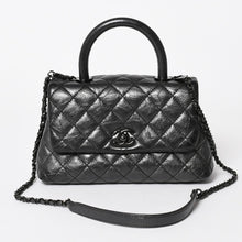 Load the image into the gallery viewer. CHANEL Coco Handle XS 2WAY Bag A92990 29 series Coco Mark Aged Calfskin Charcoal Good Condition Used 4a005777