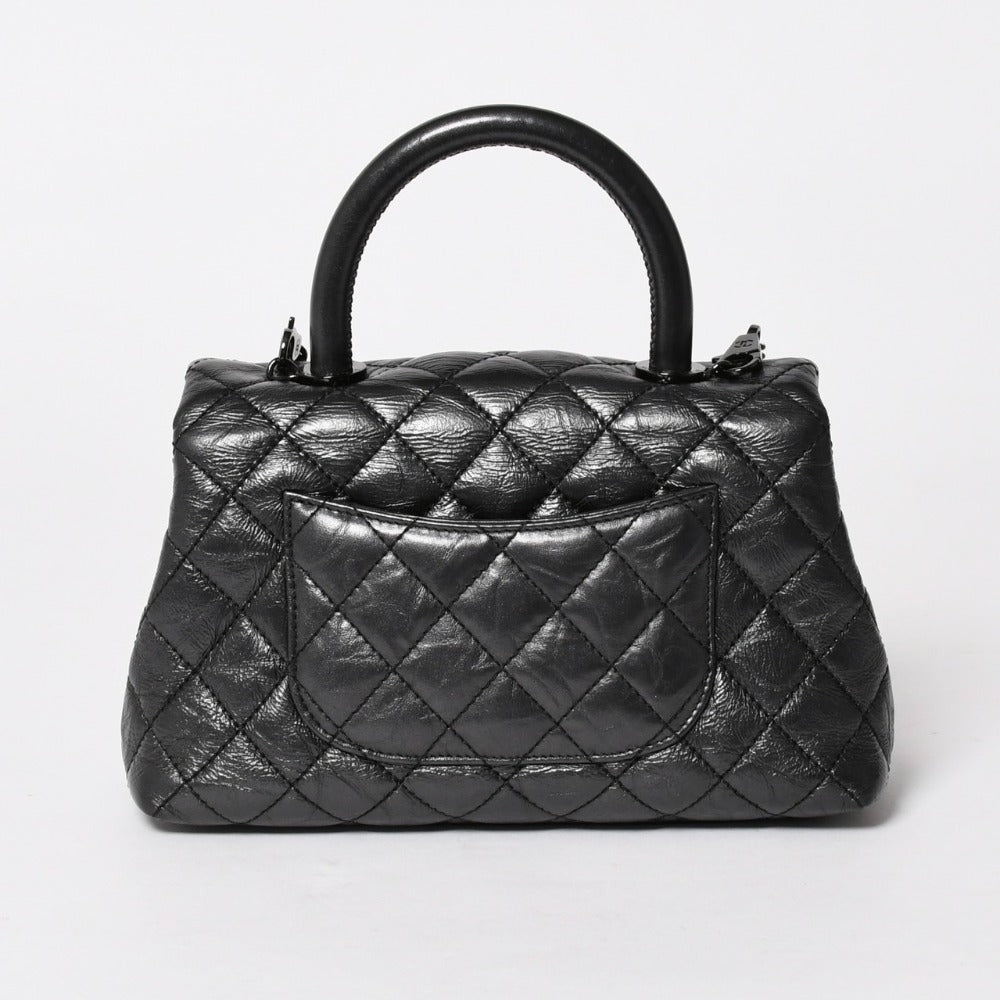 CHANEL シャネル ココハンドル XS 2WAYバッグ A92990 29番台 ココマーク エイジドカーフスキン チャコール 美品 中古 4a005777