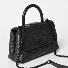Load the image into the gallery viewer. CHANEL Coco Handle XS 2WAY Bag A92990 29 series Coco Mark Aged Calfskin Charcoal Good Condition Used 4a005777