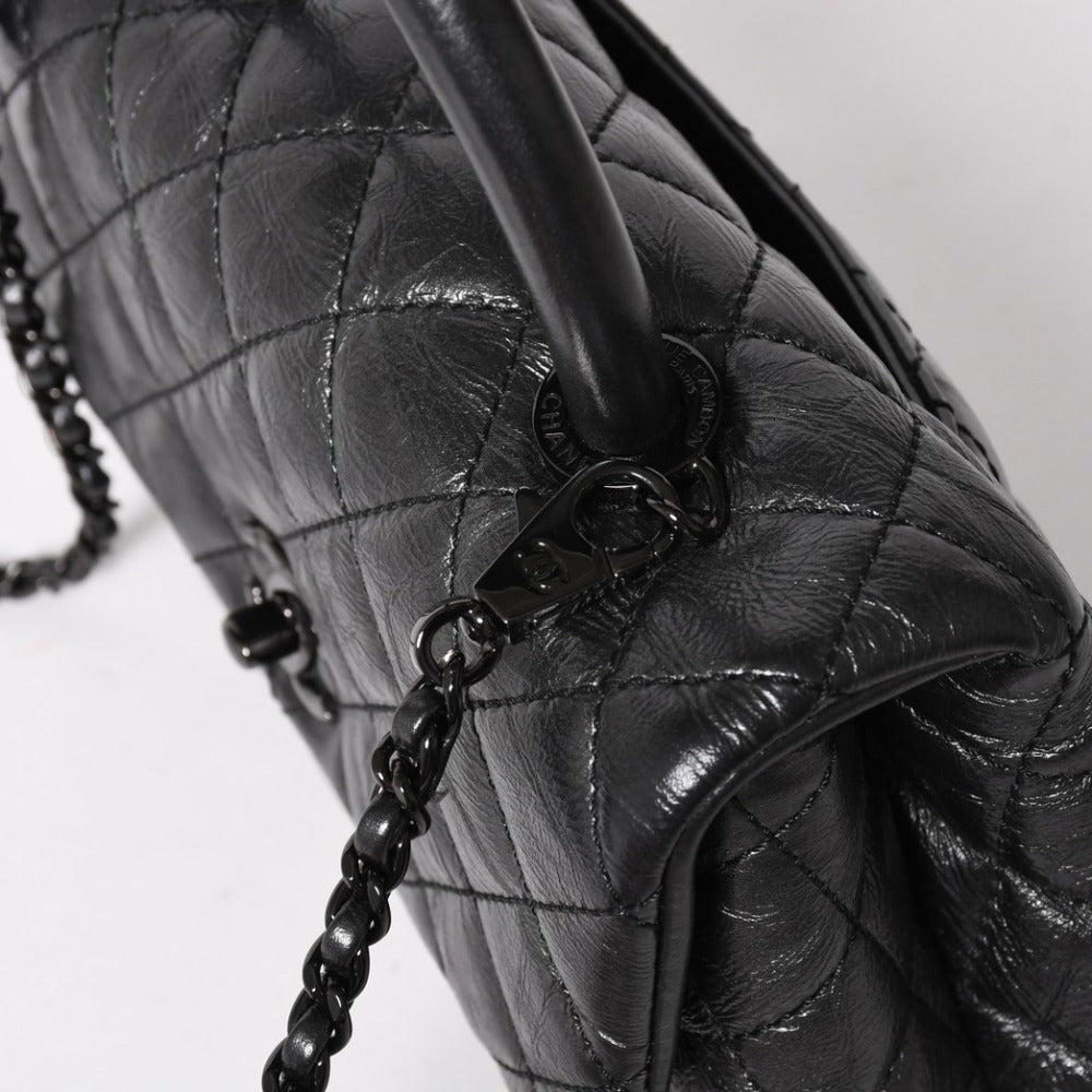 CHANEL シャネル ココハンドル XS 2WAYバッグ A92990 29番台 ココマーク エイジドカーフスキン チャコール 美品 中古 4a005777