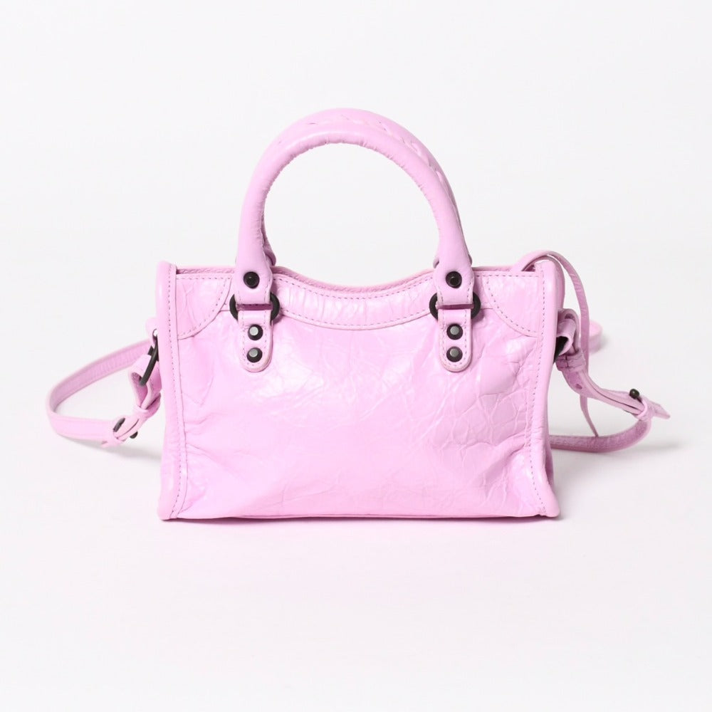 BALENCIAGA バレンシアガ Le City Bag Nano ル シティ ナノ 2WAYバッグ 819671 アリーナラムスキン ピンク 美品 中古 4a005828
