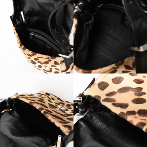 FENDI フェンディ マンマバケット ワンショルダーバッグ 26571 レオパード ハラコ レザー ブラウン シルバー金具 美品 中古 4a005865