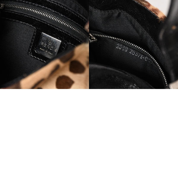 FENDI フェンディ マンマバケット ワンショルダーバッグ 26571 レオパード ハラコ レザー ブラウン シルバー金具 美品 中古 4a005865