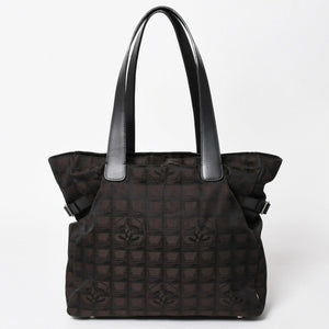 極美品 CHANEL シャネル ニュートラベルライン トートバッグ ハンドバッグ 9番台 ココマーク ジャガード ナイロン ブラウン 中古 4a005782