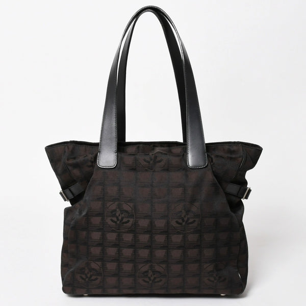 極美品 CHANEL シャネル ニュートラベルライン トートバッグ ハンドバッグ 9番台 ココマーク ジャガード ナイロン ブラウン 中古 4a005782