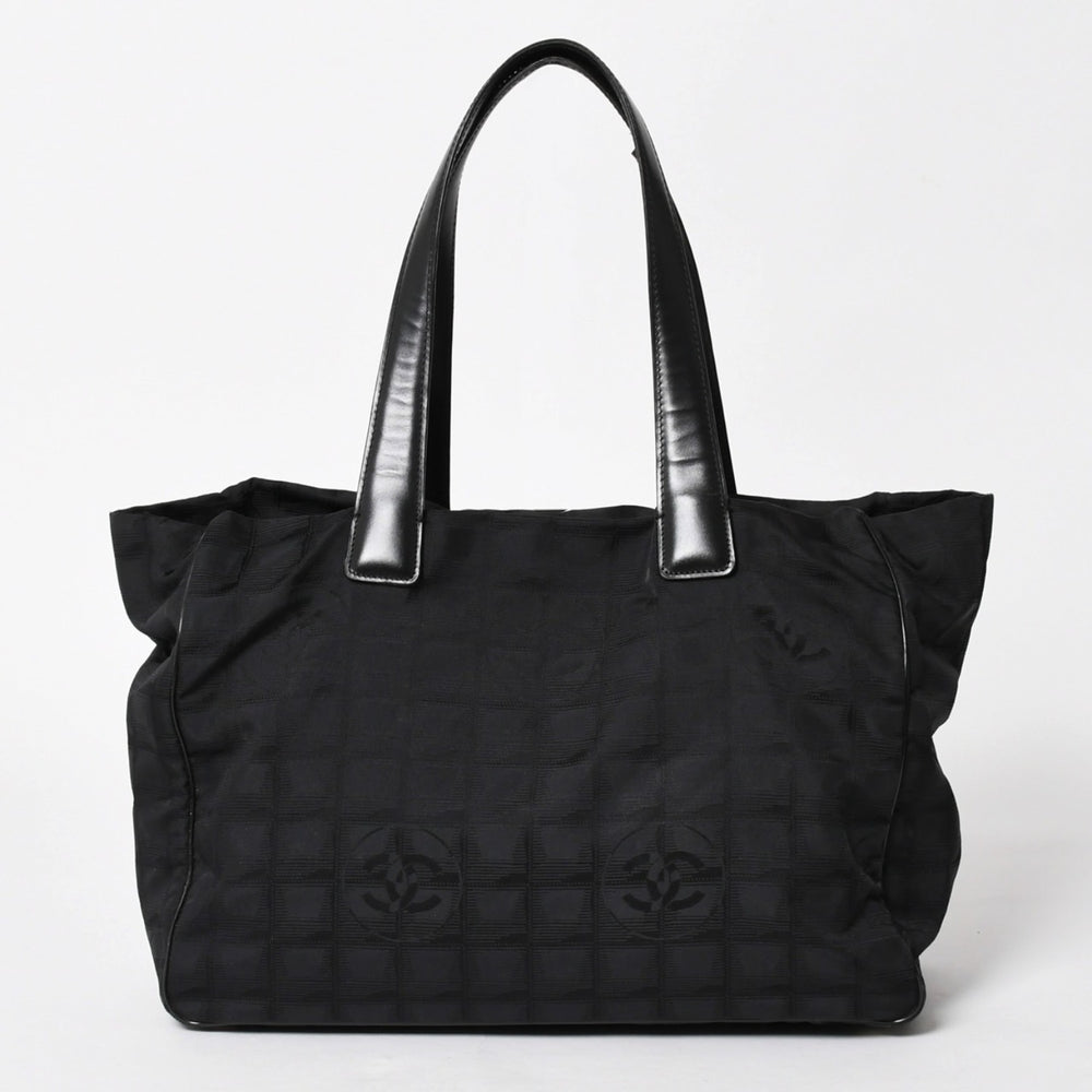 CHANEL シャネル ニュートラベルライン トートバッグ MM A15991 ブラック ナイロンジャガード 9番台 ココマーク ゴールド金具 美品 中古 4a005811