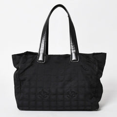 CHANEL シャネル ニュートラベルライン トートバッグ MM A15991 ブラック ナイロンジャガード 9番台 ココマーク ゴールド金具 美品 中古 4a005811