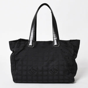 CHANEL シャネル ニュートラベルライン トートバッグ MM A15991 ブラック ナイロンジャガード 9番台 ココマーク ゴールド金具 美品 中古 4a005811