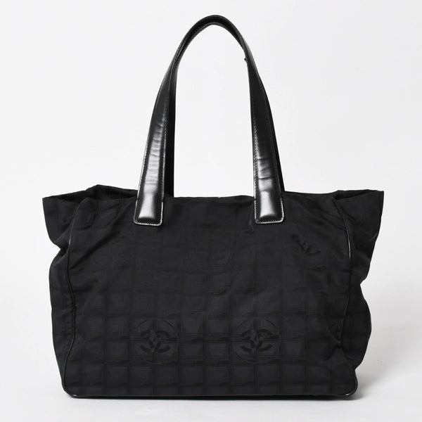 CHANEL シャネル ニュートラベルライン トートバッグ MM A15991 ブラック ナイロンジャガード 9番台 ココマーク ゴールド金具 美品 中古 4a005811