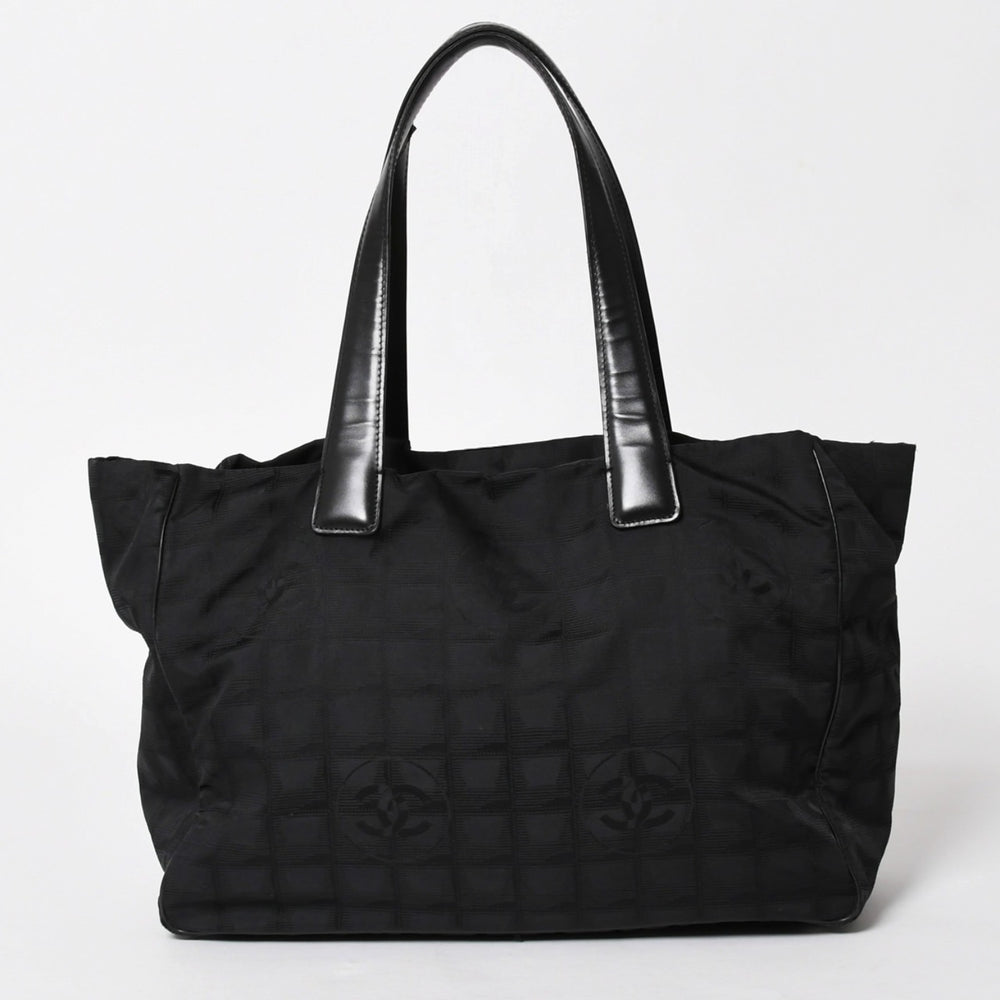 CHANEL シャネル ニュートラベルライン トートバッグ MM A15991 ブラック ナイロンジャガード 9番台 ココマーク ゴールド金具 美品 中古 4a005811