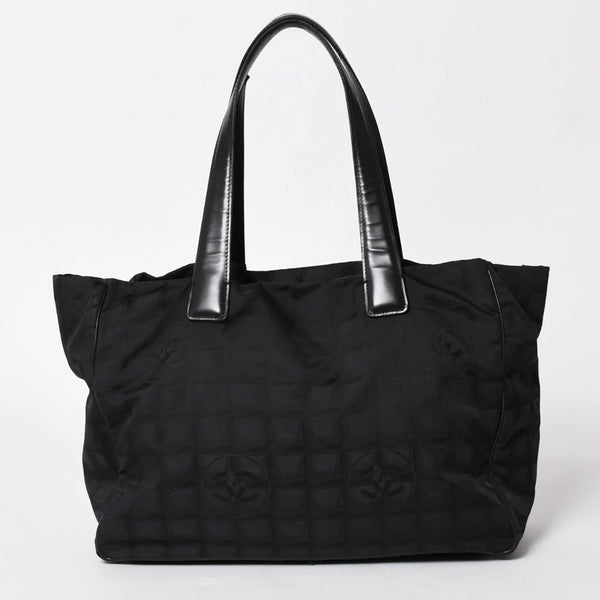 CHANEL シャネル ニュートラベルライン トートバッグ MM A15991 ブラック ナイロンジャガード 9番台 ココマーク ゴールド金具 美品 中古 4a005811