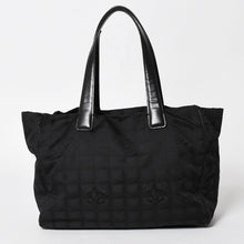画像をギャラリービューアに読み込む, CHANEL シャネル ニュートラベルライン トートバッグ MM A15991 ブラック ナイロンジャガード 9番台 ココマーク ゴールド金具 美品 中古 4a005811