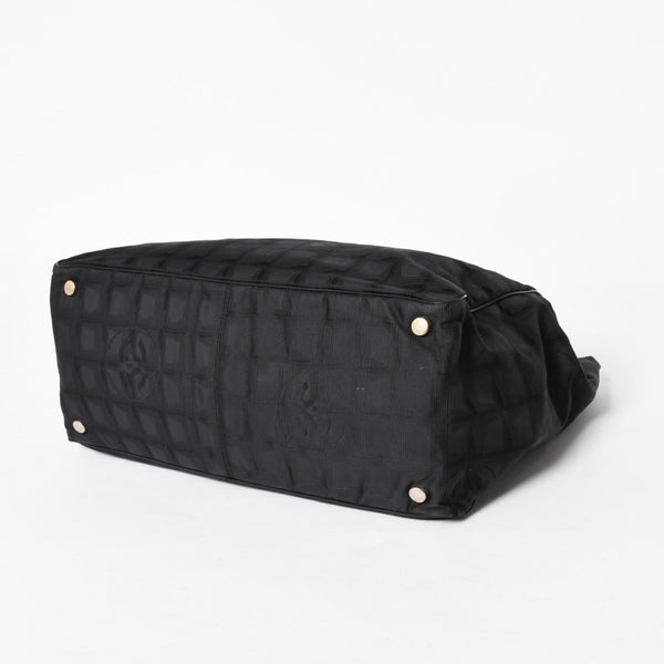 CHANEL シャネル ニュートラベルライン トートバッグ MM A15991 ブラック ナイロンジャガード 9番台 ココマーク ゴールド金具 美品 中古 4a005811