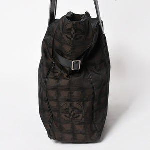 極美品 CHANEL シャネル ニュートラベルライン トートバッグ ハンドバッグ 9番台 ココマーク ジャガード ナイロン ブラウン 中古 4a005782