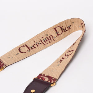 極美品 Christian Dior クリスチャンディオール サドルバッグ ボディバッグ ボルドー トロッター ベージュ ワインレッド 05-RU-1118 中古 4a005776