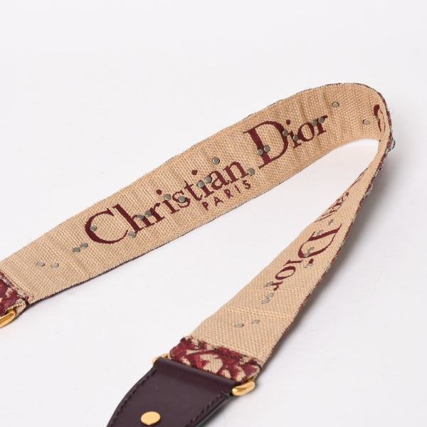 極美品 Christian Dior クリスチャンディオール サドルバッグ ボディバッグ ボルドー トロッター ベージュ ワインレッド 05-RU-1118 中古 4a005776