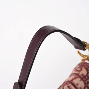 極美品 Christian Dior クリスチャンディオール サドルバッグ ボディバッグ ボルドー トロッター ベージュ ワインレッド 05-RU-1118 中古 4a005776