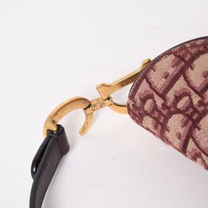 極美品 Christian Dior クリスチャンディオール サドルバッグ ボディバッグ ボルドー トロッター ベージュ ワインレッド 05-RU-1118 中古 4a005776