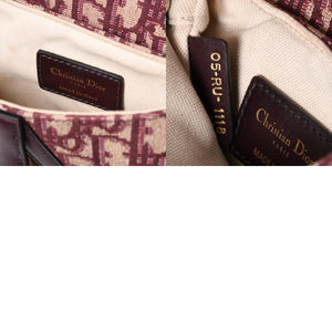 極美品 Christian Dior クリスチャンディオール サドルバッグ ボディバッグ ボルドー トロッター ベージュ ワインレッド 05-RU-1118 中古 4a005776
