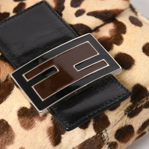 FENDI フェンディ マンマバケット ワンショルダーバッグ 26571 レオパード ハラコ レザー ブラウン シルバー金具 美品 中古 4a005865