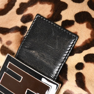 FENDI フェンディ マンマバケット ワンショルダーバッグ 26571 レオパード ハラコ レザー ブラウン シルバー金具 美品 中古 4a005865