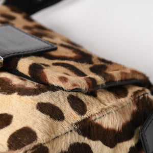 FENDI フェンディ マンマバケット ワンショルダーバッグ 26571 レオパード ハラコ レザー ブラウン シルバー金具 美品 中古 4a005865