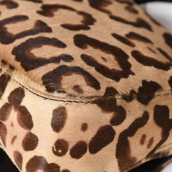 FENDI フェンディ マンマバケット ワンショルダーバッグ 26571 レオパード ハラコ レザー ブラウン シルバー金具 美品 中古 4a005865