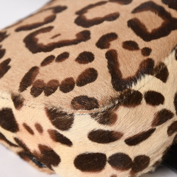FENDI フェンディ マンマバケット ワンショルダーバッグ 26571 レオパード ハラコ レザー ブラウン シルバー金具 美品 中古 4a005865