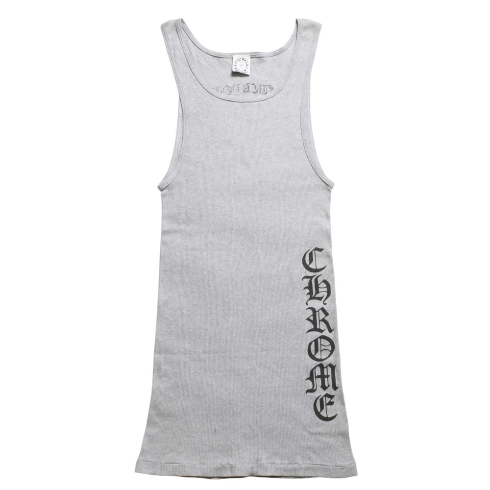 極美品 CHROME HEARTS クロムハーツ サイドロゴ リブタンクトップ グレー XLサイズ オールドイングリッシュ ロング丈 中古 4a005884