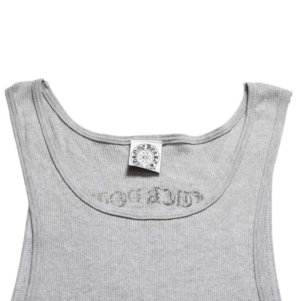 極美品 CHROME HEARTS クロムハーツ サイドロゴ リブタンクトップ グレー XLサイズ オールドイングリッシュ ロング丈 中古 4a005884