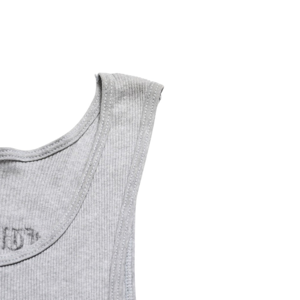 極美品 CHROME HEARTS クロムハーツ サイドロゴ リブタンクトップ グレー XLサイズ オールドイングリッシュ ロング丈 中古 4a005884