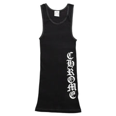 極美品 CHROME HEARTS クロムハーツ サイドロゴ リブタンクトップ ブラック Sサイズ オールドイングリッシュ ロング丈 中古 4a005882