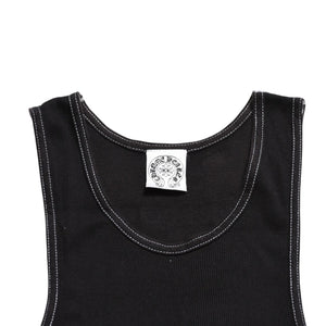 極美品 CHROME HEARTS クロムハーツ サイドロゴ リブタンクトップ ブラック Sサイズ オールドイングリッシュ ロング丈 中古 4a005882