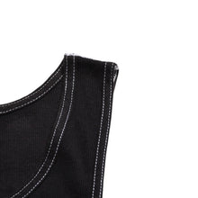 将图片加载到图库查看器中。 極美品 CHROME HEARTS クロムハーツ サイドロゴ リブタンクトップ ブラック Sサイズ オールドイングリッシュ ロング丈 中古 4a005882