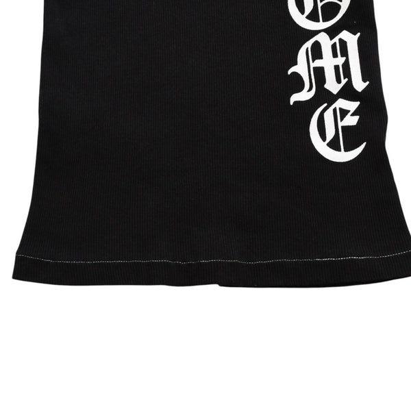 極美品 CHROME HEARTS クロムハーツ サイドロゴ リブタンクトップ ブラック Sサイズ オールドイングリッシュ ロング丈 中古 4a005882