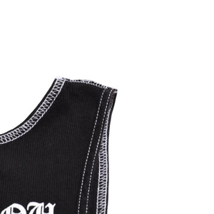 極美品 CHROME HEARTS クロムハーツ サイドロゴ リブタンクトップ ブラック Sサイズ オールドイングリッシュ ロング丈 中古 4a005882