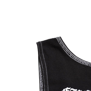 極美品 CHROME HEARTS クロムハーツ サイドロゴ リブタンクトップ ブラック Sサイズ オールドイングリッシュ ロング丈 中古 4a005882