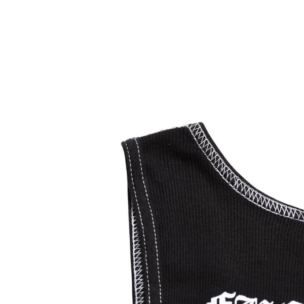 極美品 CHROME HEARTS クロムハーツ サイドロゴ リブタンクトップ ブラック Sサイズ オールドイングリッシュ ロング丈 中古 4a005882
