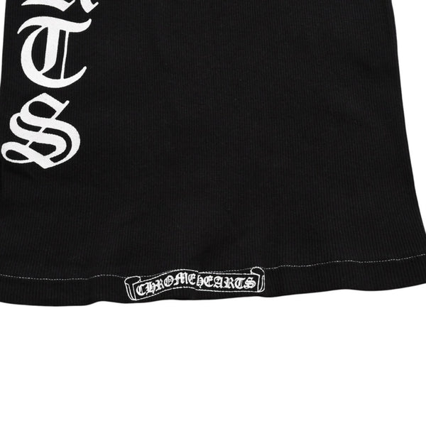 極美品 CHROME HEARTS クロムハーツ サイドロゴ リブタンクトップ ブラック Sサイズ オールドイングリッシュ ロング丈 中古 4a005882